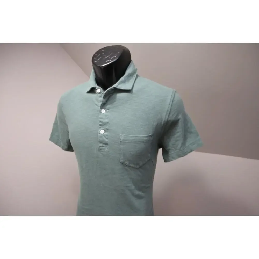 J Crew Casual‎ Polo Shirt Short Sleeve Green Slub Cotton Mens Size Small